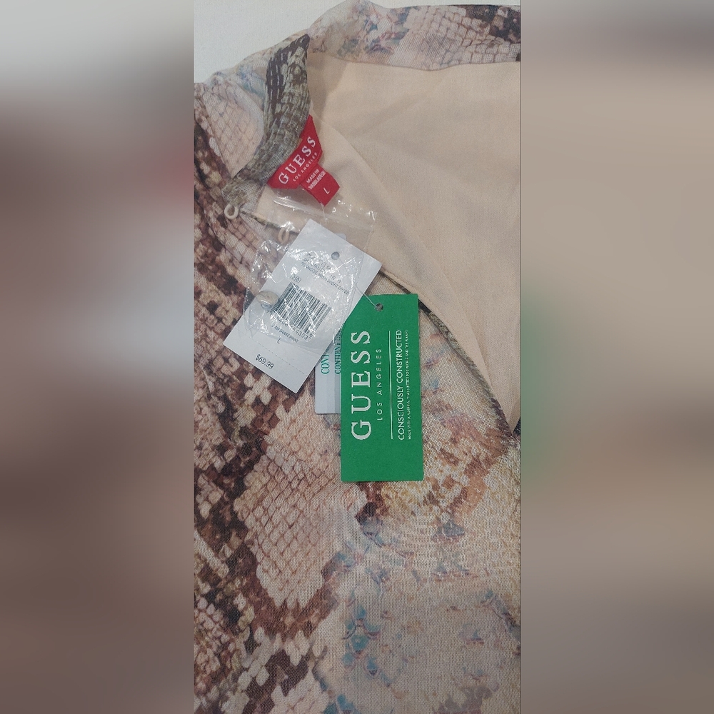 Guess Long Sleeve Brown and Tan Dress - Picture 6 of 6